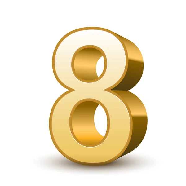 3d brillant numéro d'or 8 — Image vectorielle