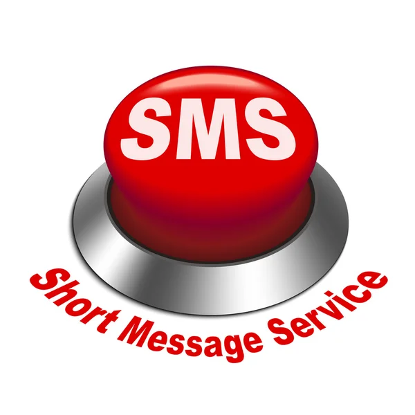 3d illustration of sms ( short message service ) button — Stock Vector