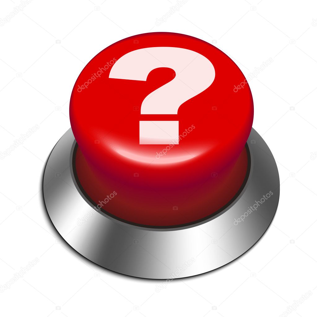 3d red button with question mark isolated white background