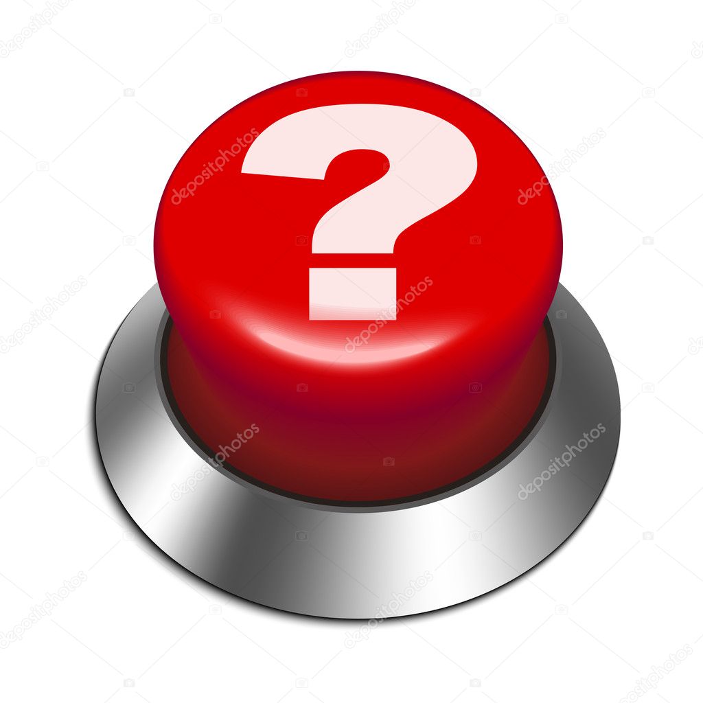 3d red button with question mark