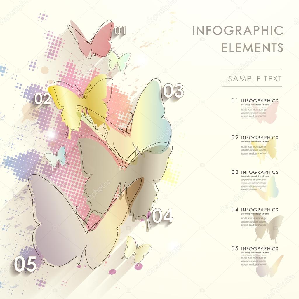 hand draw style abstract infographics with butterflies