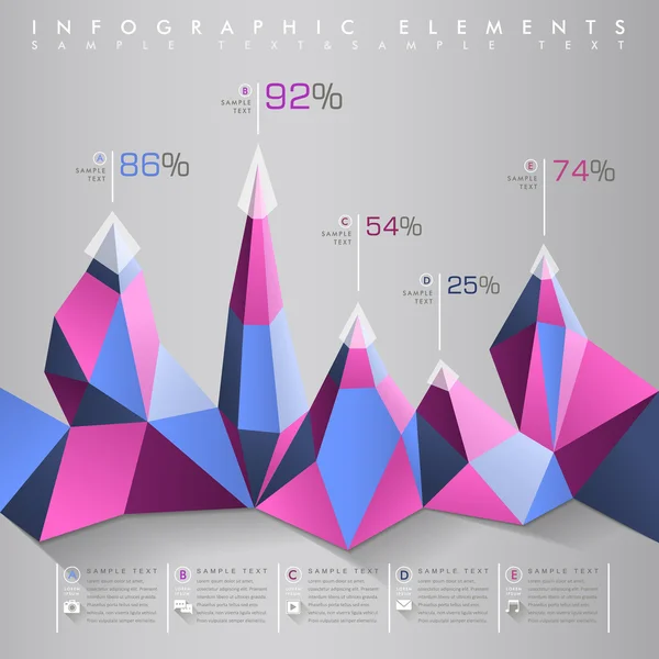 Laag poly stijl abstracte grafiek infographics — Stockvector