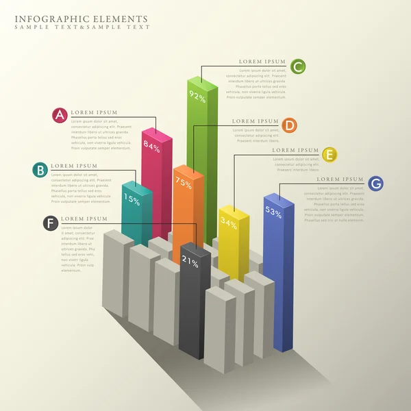 3d astratto grafico a barre infografiche — Vettoriale Stock