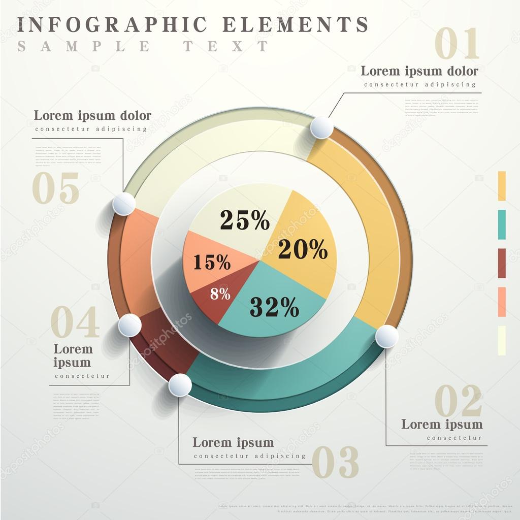 flat style abstract pie chart infographics