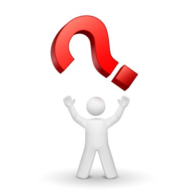 3d person looking up at question mark clipart