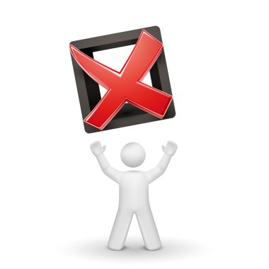 3d kişi reddedilen bir işarete bakarken