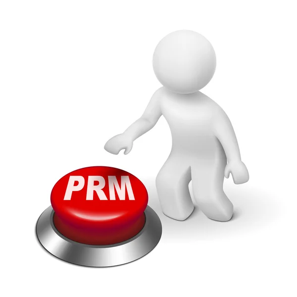 3d homme avec prm (gestion de la relation partenaire) bouton — Image vectorielle