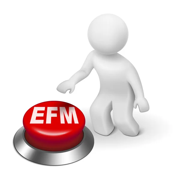 3d man with efm enterprise feedback management button — Stock Vector