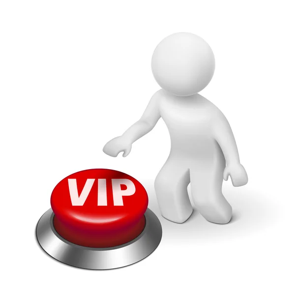 3d man with vip ( very important person ) button — Stock Vector