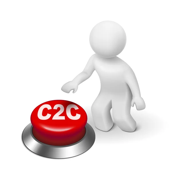 3d hombre con el cliente c2c al botón del cliente — Archivo Imágenes Vectoriales