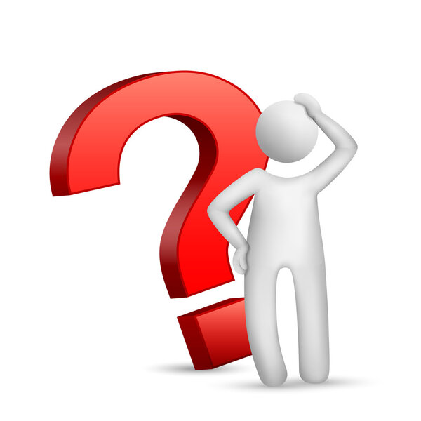 3d man with red question mark