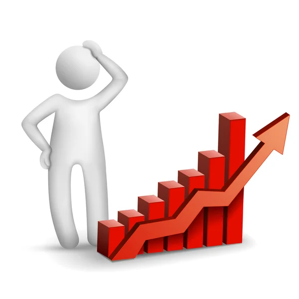 3d adam bar chart ile düşünme — Stok Vektör