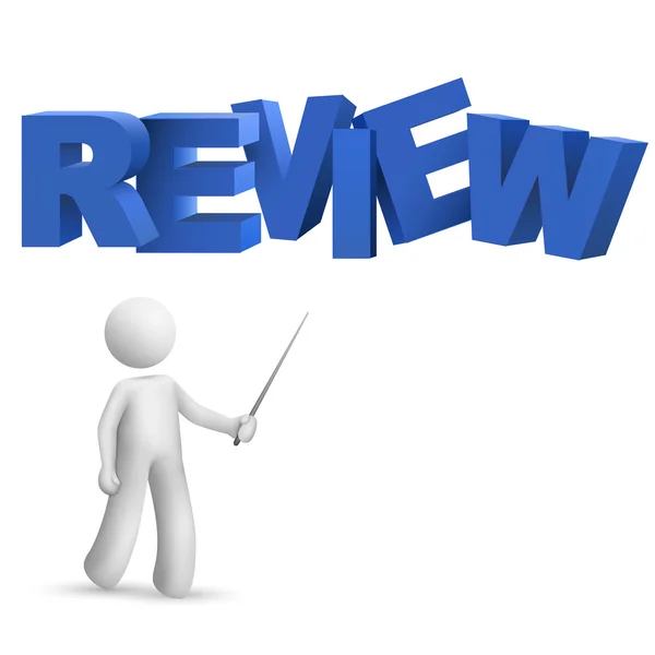 3d person pointing at a word "review" — Stock Vector