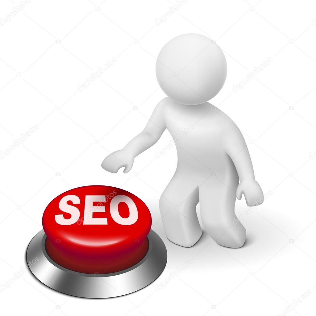 3d man with seo (search engine optimization) button