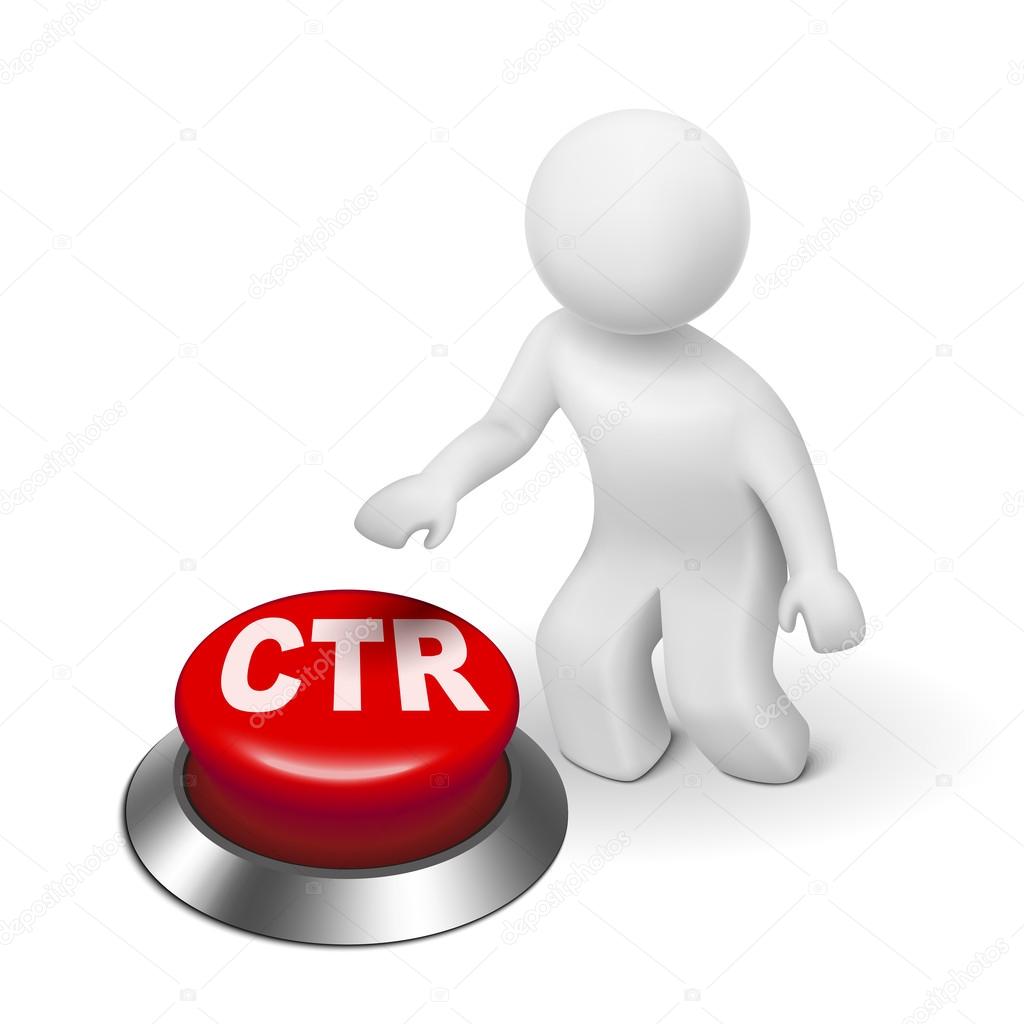 3d man with ctr click through rate button