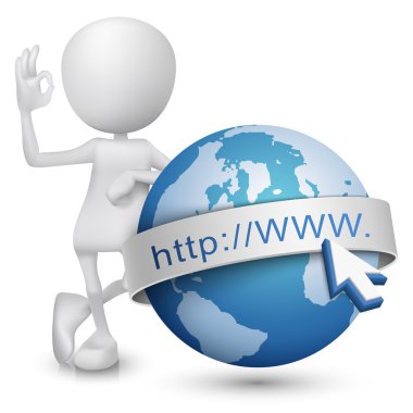 Internet modeli iyi el işaretiyle gösterilen 3d adam