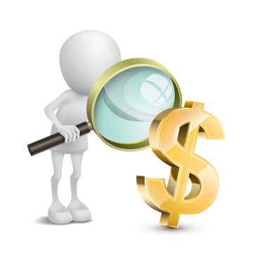 Büyüteç ile 3d kişi dolar kontrol etmek