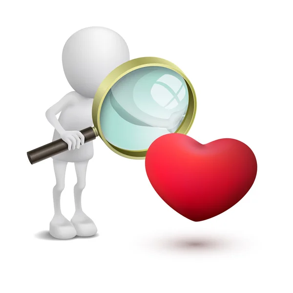 3d person when looking at a heart — Stock Vector
