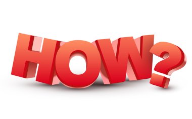 The word How and question mark in 3d red letters clipart