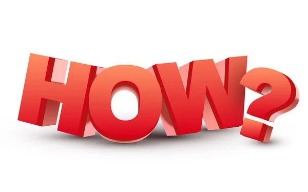 The word How and question mark in 3d red letters — Stockvector