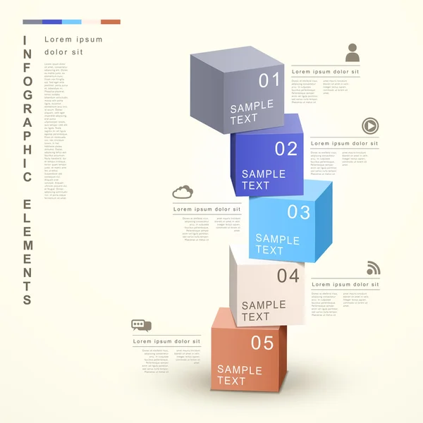 Abstract 3D-kubus toren infographics — Stockvector