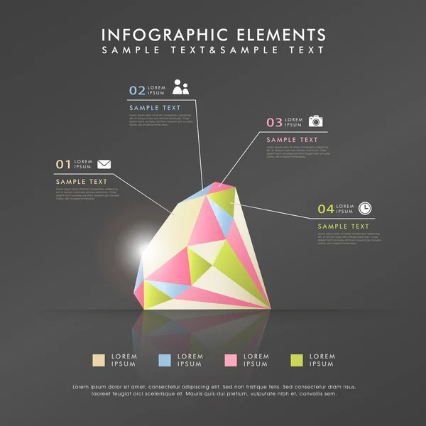 Infografías abstractas del tema del diamante — Archivo Imágenes Vectoriales