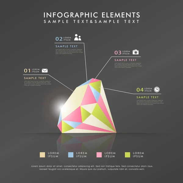 Resumo infográficos tema diamante — Vetor de Stock