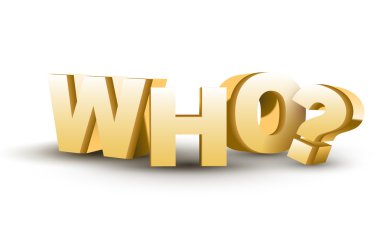 The word Who in golden 3D letters clipart