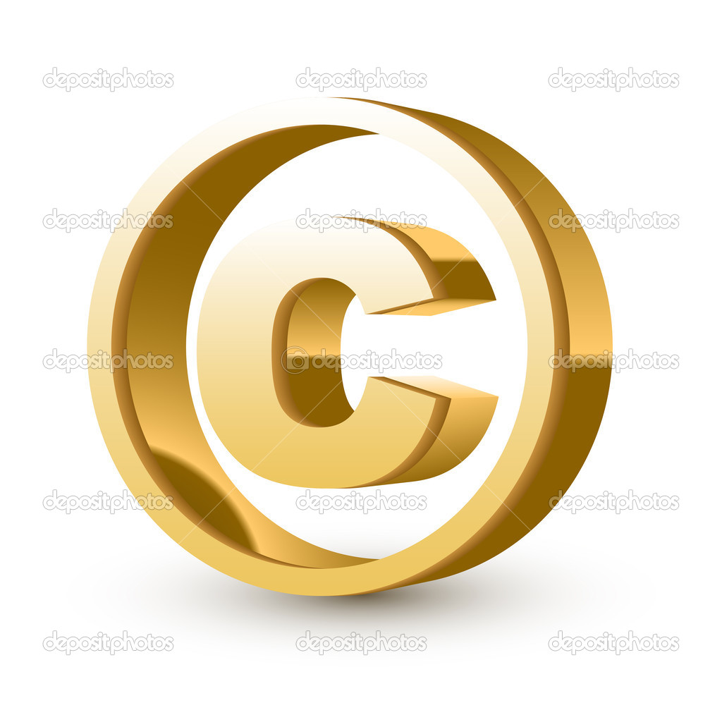 golden glossy copyright symbol