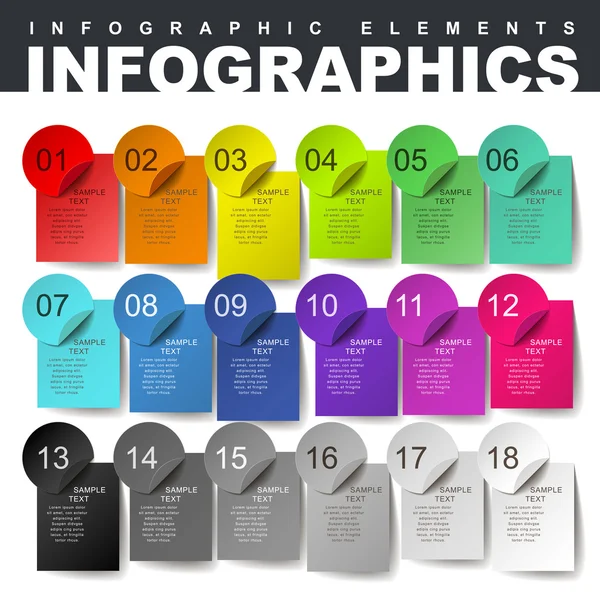 Infografías pegajosas coloridas abstractas — Vector de stock