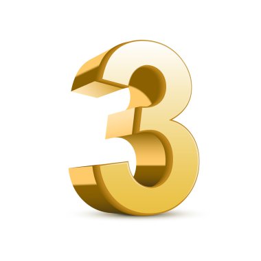 3D parlak altın sayı 3