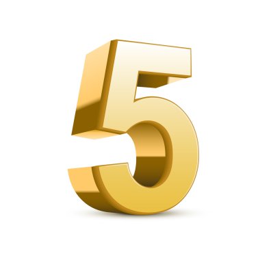 3D parlak altın sayı 5