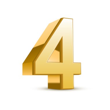 3D parlak altın sayı 4