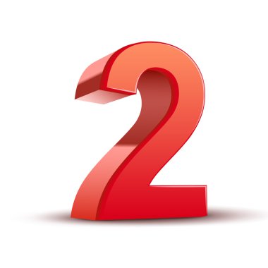 3D parlak kırmızı sayı 2