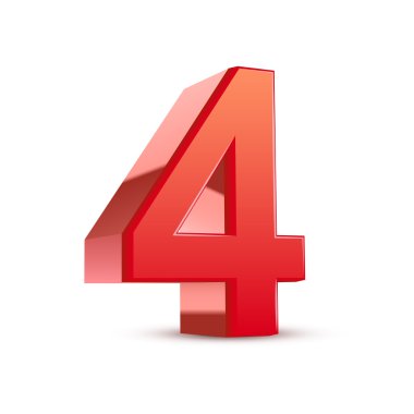 3D parlak kırmızı sayı 4