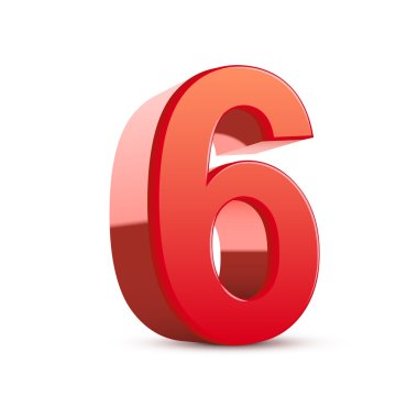 3D parlak kırmızı numarası 6