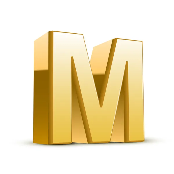 Letra de oro 3D M — Vector de stock