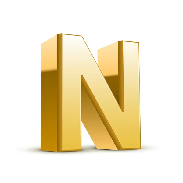 3d golden letter N — Stock Vector