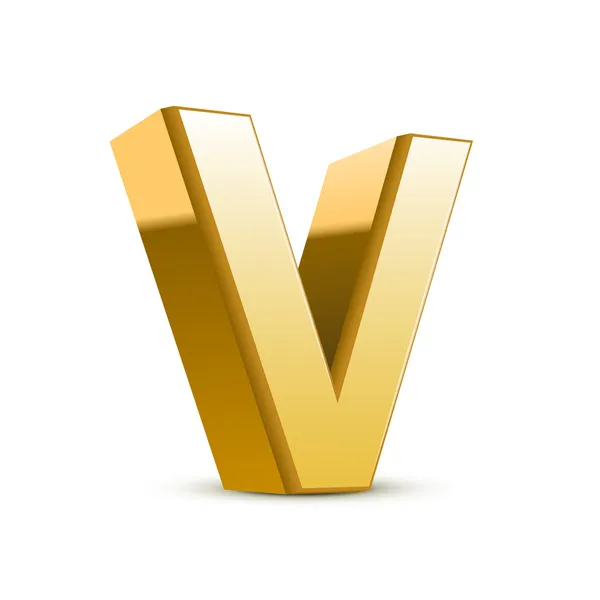 3D χρυσό γράμμα v — Διανυσματικό Αρχείο