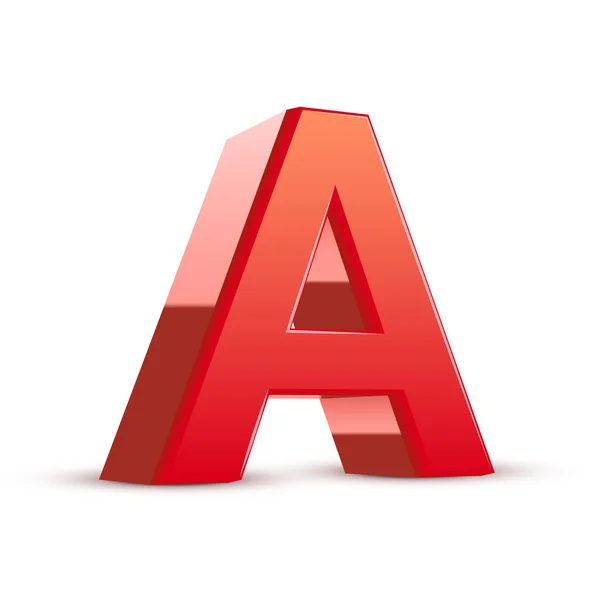 3D kırmızı mektup bir — Stok Vektör