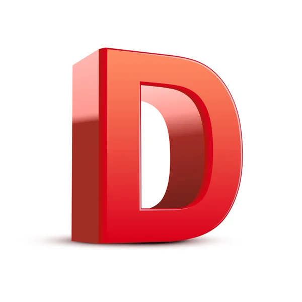 3d red letter D — Stock Vector