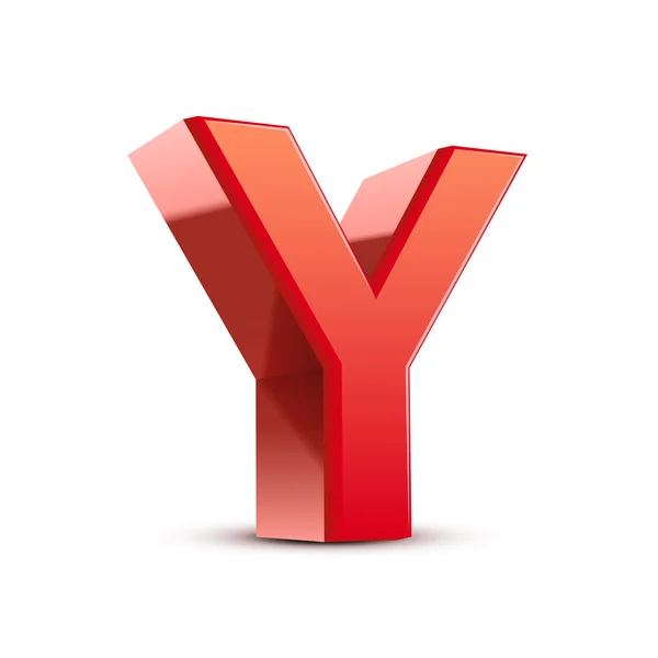 3D červené písmeno y — Stockový vektor