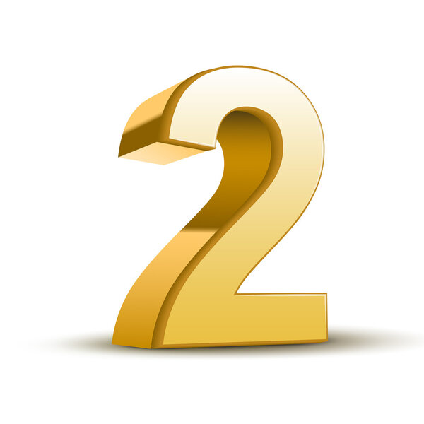 3d блестящее золотое число 2
