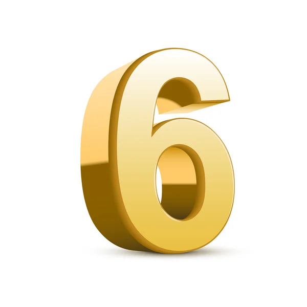 3d brillant numéro d'or 6 — Image vectorielle