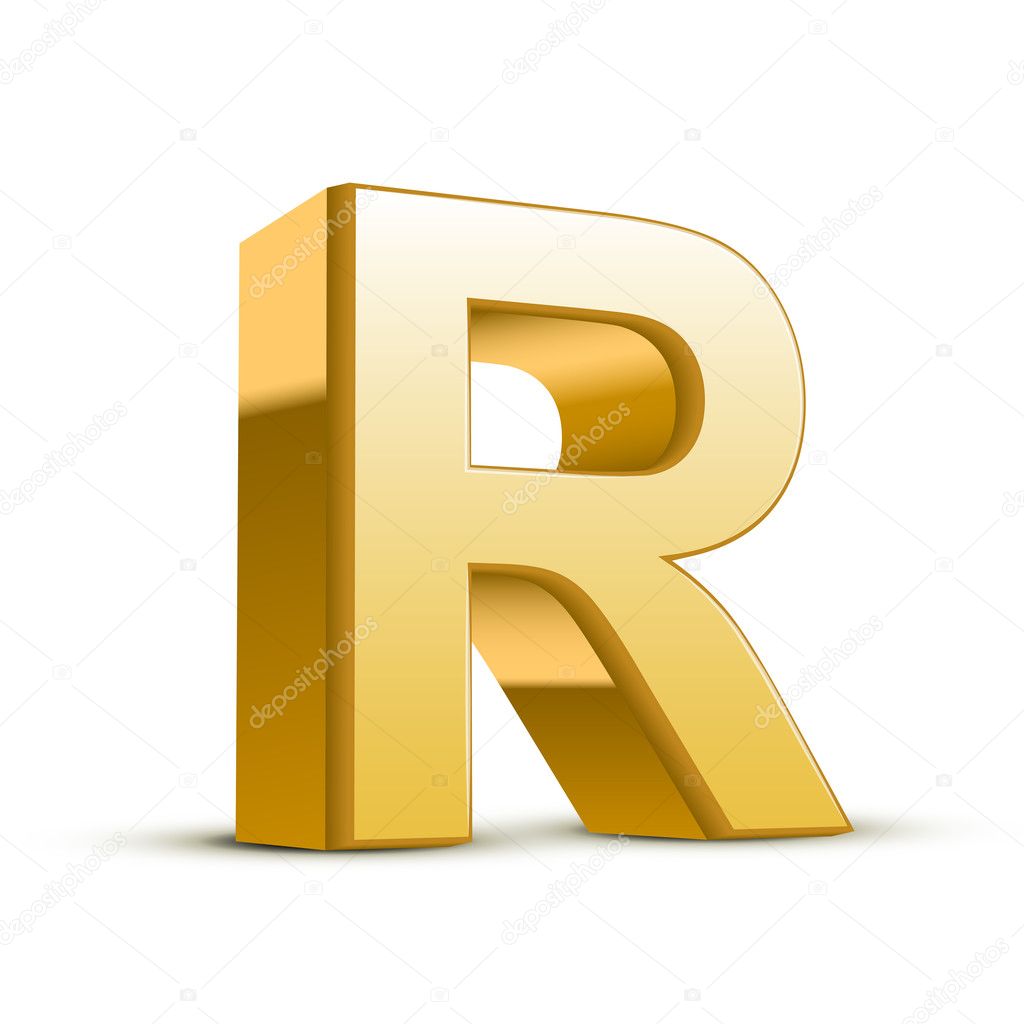 3d golden letter R