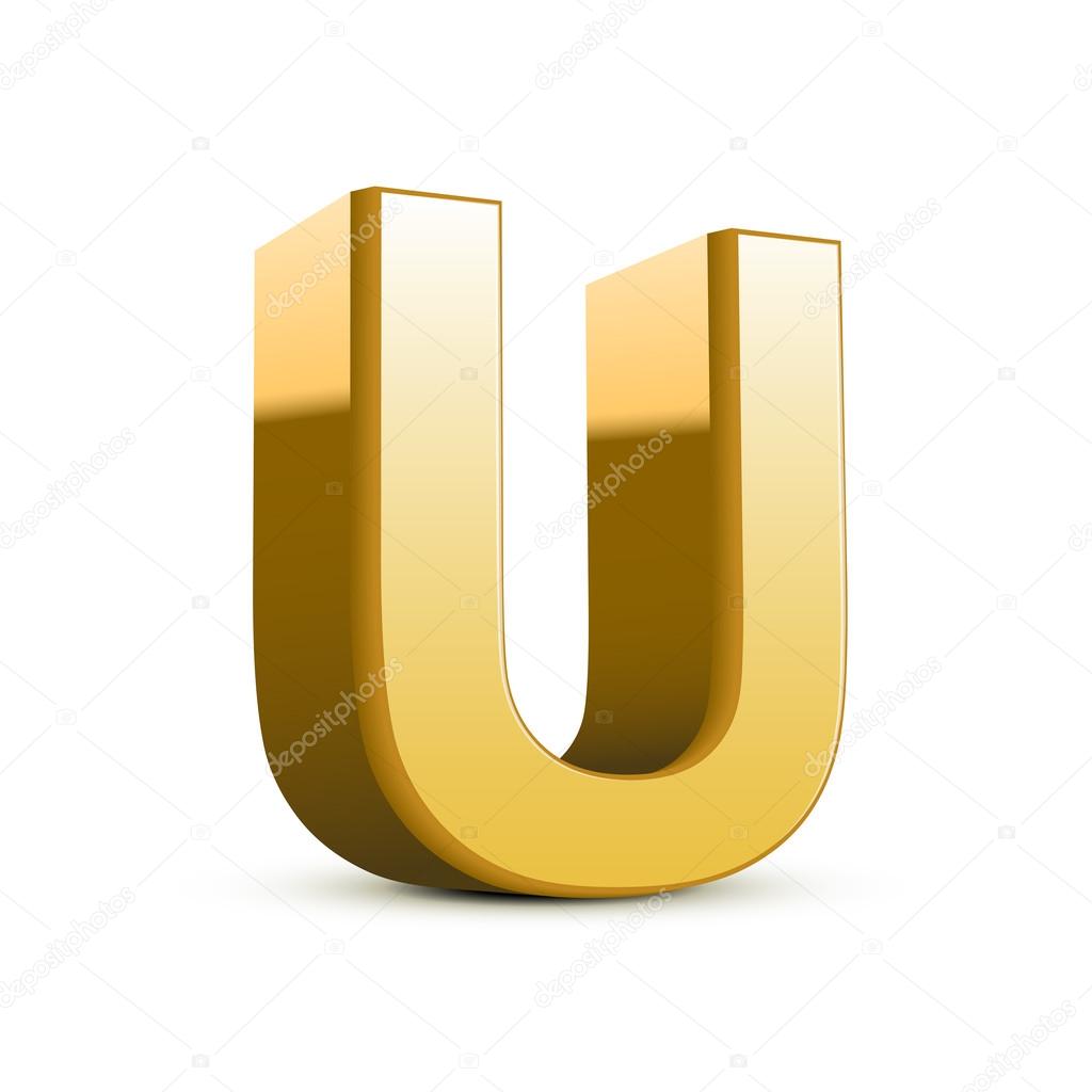 3d golden letter U