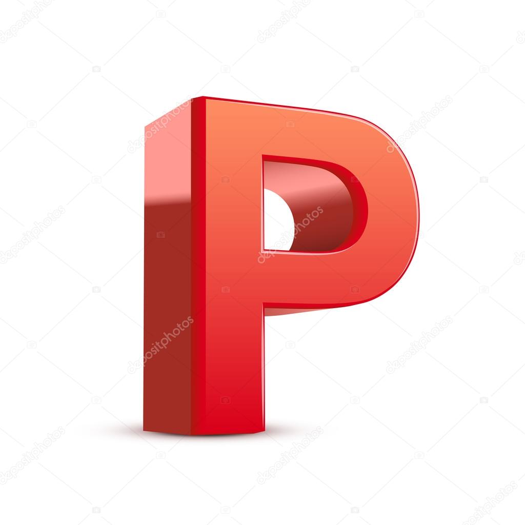 3d red letter P