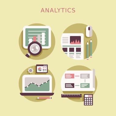 analytics unsurları düz Tasarım Icon set