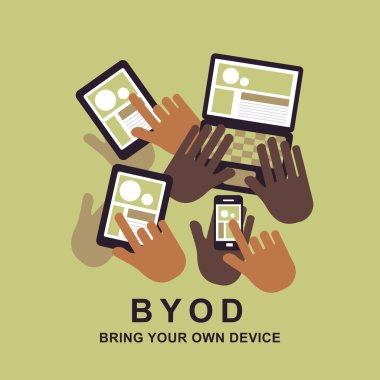 flat design concept of BYOD clipart