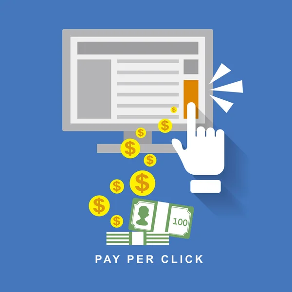 Design plat web marketing payer par clic — Image vectorielle